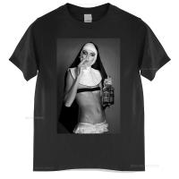 Nun Smoking &amp; Drinking T Shirt Cool Designer Summer Top Gift Present Cotton Tshirt Men Summer Fashion T-Shirt Euro Size