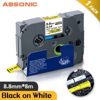 Absonic ป้าย621 Hse 8.8มม. สำหรับบราเดอร์ลดความร้อนเทปฉลาก Hse-621สีดำบนเทปสีเหลืองสำหรับเครื่องพิมพ์ฉลากพี่ชาย Ptouch