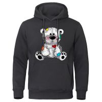 Patch Toy Teddy Bear Printing Streetwear Men Cartoons Comics Hoodies Hip Hop Loose Clothing Loose Warm Pullover Hoodie Fashion Size XS-4XL