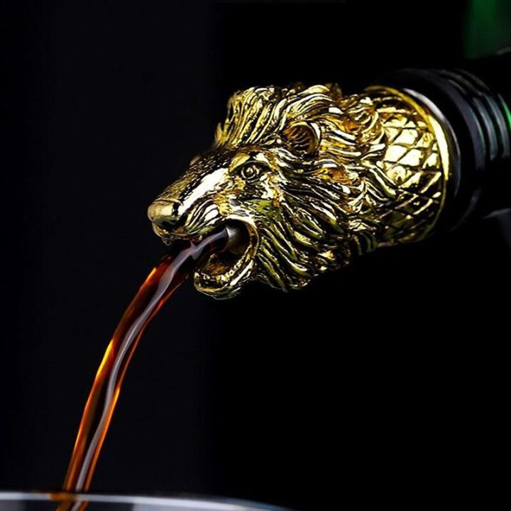 fast-delivery-liuaihong-ที่เทไวน์โทนสีทองทำจากสังกะสีผสมกับสิงโตหัวกระทิงไวน์-sper-เครื่องดื่มฝากรองค็อกเทลอุปกรณ์ไนท์คลับบาร์