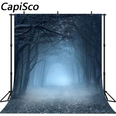 【Worth-Buy】 Capisco ป่ามืดน่ากลัวกลางคืนท้องฟ้าฉากกลางแจ้งพื้นหลังสีดำไวนิลผ้าคุณภาพสูงคอมพิวเตอร์พิมพ์ฉากหลังฮาโลวีน