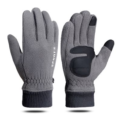 【CW】 Thickened Keep Warm Road Cycling Gloves for Men Anti-Slip Polar Fleece Driving Hike RG20