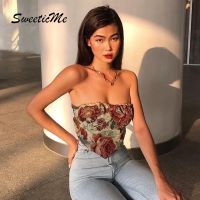 SweeticMe Womens New Jacquard Stitching Pleated Tube Top