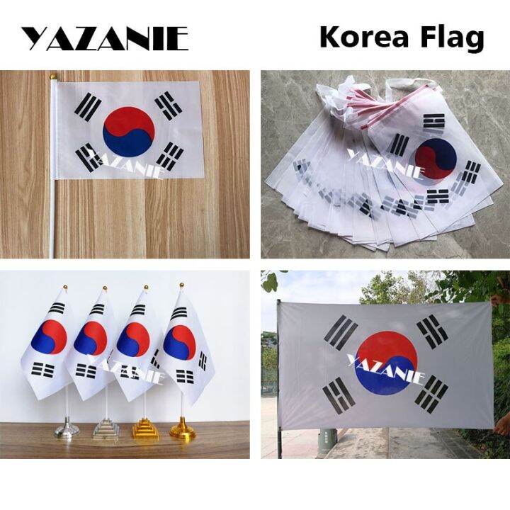 YAZANIE 14*21Cm 5Pcs South Korea Hand Flag 20Pcs Bunting String Flag