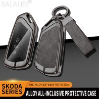 Zinc Alloy Car  Key Cover Case Holder Key Bag Shell Full Protection For Skoda Octavia 4 8 A8 2020 2021 Auto Interior Accessories