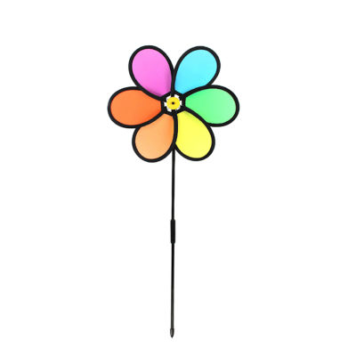 Colorful Rainbow Flower Windmill Spinner Wind Home Garden Yard Patio Outdoor Decoration Kids Toy Lightweight Easy Removal
