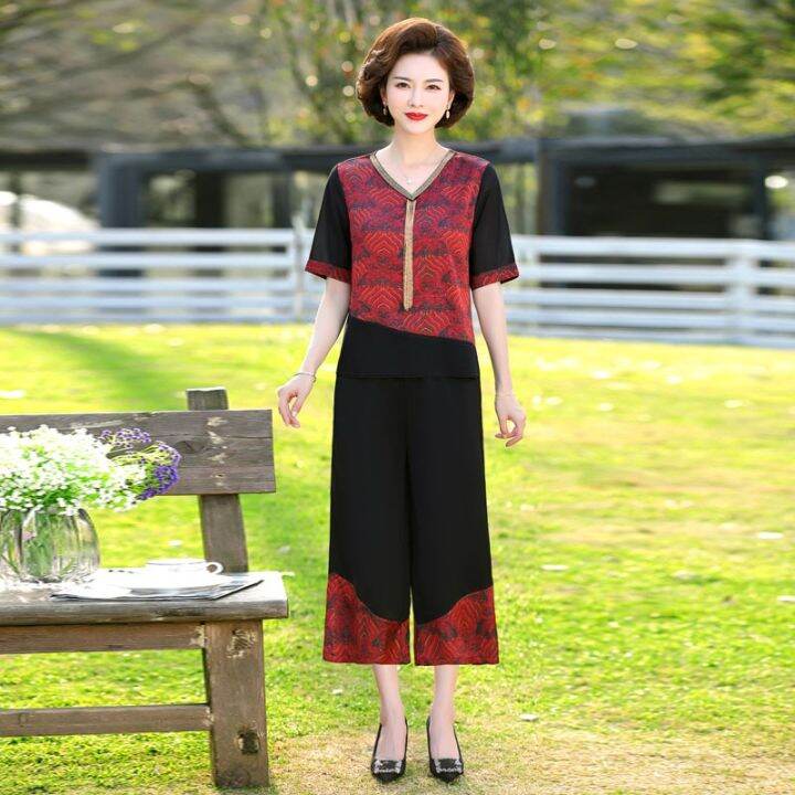 mar-mother-summer-wear-suits-the-new-2022-brim-50-middle-aged-female-wealthy-woman-two-piece-short-sleeve-t-shirt-coat