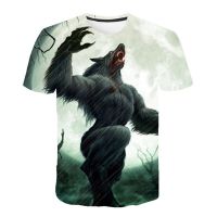 2023Streetwear T-Shirt Summer Men t shirt 3d Printing Animal Werewolf Horror O-Neck Retro Street Hip-Hop Casual T-Shirt