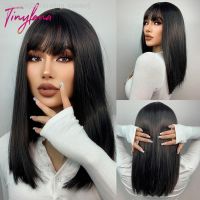 Black Medium Straight Synthetic Wig Blunt Cut Short Bob Wigs with Bangs for White Woman Afro Natural Daily Heat Resistant Hair [ Hot sell ] Decoration Center