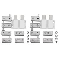 2X Stainless Steel Glass Door Pivot Hinge Double Head Magnetic Catch Set for 5-8mm Glass Door