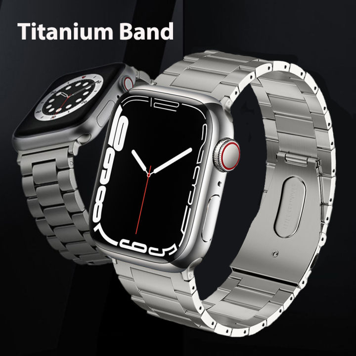 แถบไทเทเนียมสำหรับ-i-watch-สร้อยข้อมือขนาด8-7-6-5-3-4-2สายนาฬิกาโลหะ45มม-41มม-40มม-38มม-42มม-44มม