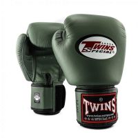 นวมซ้อมชกทวินส์ สเปเชี่ยล สีเขียวทหาร หนังแท้ 100% Twins special Boxing Glove Military Green BGVL-3 8,10,12, 14,16 oz Genuine leather 100% Muay Thai Sparring MMA K1