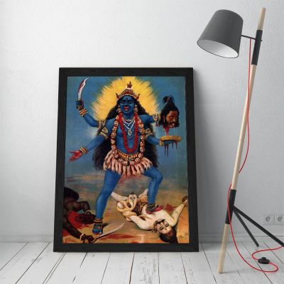 Xiaotrangwu 1ชิ้นที่สวยงาม Kali โดย Raja Ravi Varma ผ้าใบจิตรกรรมฮินดู Goddes โปสเตอร์ผนังศิลปะสำหรับตกแต่งบ้าน