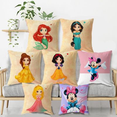 Disney Princess Minnie Pillow Case Cartoon Girl Cushion Cover Home Decoration Fairy Tale Birthday Christmas Gift 40x40cm
