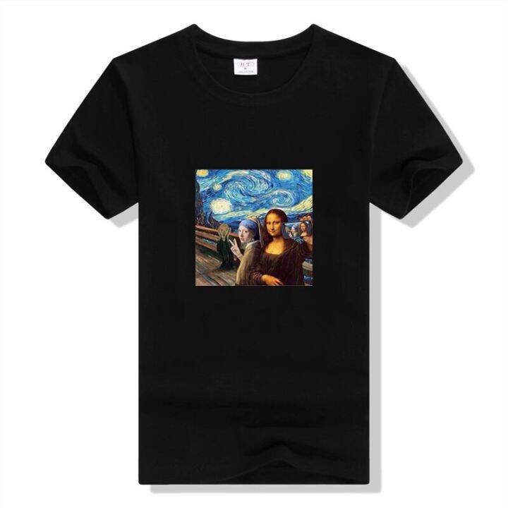 funny-mona-lisa-hugging-cat-lovely-printed-tshirt-for-gothic-tshirt-cute-kawaii-tee-shirts-gildan-spot-100-cotton