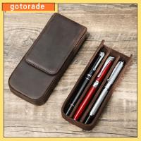 GOTORADE ประเภทลิ้นชักลิ้นชัก เคสปากกาหนังแท้ 3ช่อง สร้างสรรค์และสร้างสรรค์ ถาดใส่ดินสอ แฟชั่นสำหรับผู้หญิง กล่องใส่ดินสอ อุปกรณ์การเรียนสำนักงาน