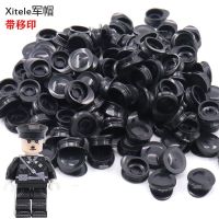 Third-party military building block minifigure accessories with printing military cap small particles childrens toys DIY puzzle assembly