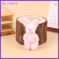 QUANSEN ของเล่นตุ๊กตากระต่ายน่ารักขนาด5.5ซม. พวงกุญแจตุ๊กตากระต่ายยัดไส้นุ่มกระเป๋าเป้สะพายหลังพวงกุญแจรถพวงกุญแจของตกแต่งของขวัญสำหรับเด็กบ้านตุ๊กตาตกแต่งขนาดเล็ก