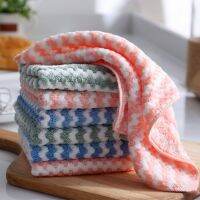 (Daily repurchase rag)   5 Double-Sided Coral Velvet Cationic Rags สำหรับทำความสะอาด Scouring Pads ดูดซับและไม่มันจานผ้าขนหนูเครื่องมือทำความสะอาดห้องครัว