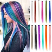 HAIRSTAR Synthetic Colored Clip In One Piece Straight Colorful Rainbow Hair Extensions 22 Inch Hairpieces Wig  Hair Extensions  Pads