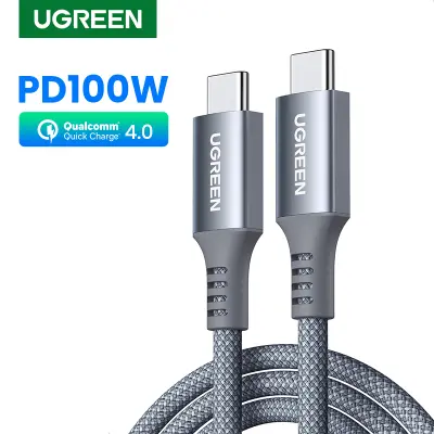 UGREEN 100W Type C 5A Silica Gel Fast Charging Cable E-Marker USB C to USB C Nylon Braided for Samsung S23 Ultra iPad Pro Macbook Switch Model: 15585