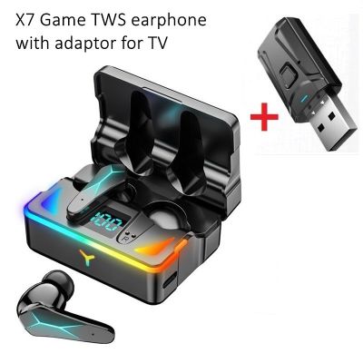 Game TWS Bluetooth Earbud with Mic USB adaptor Wireless Gaming Earphone Sport LED Display Noise Cancelling Headset for TV Mobile