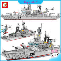 Sembo Moc ทหารจีน956เรือพิฆาตกองทัพเรือเครื่องบินกองทัพ Warship โมเดลขนาดใหญ่อาคารบล็อกก่อสร้างเด็กของเล่นของขวัญ