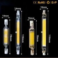 R7S LED cob หลอดแก้ว78มม. 118มม. J78 J118หลอดไฟ T3 AC110V 120V 220V 2300 V 240V Home เปลี่ยนหลอดฮาโลเจน