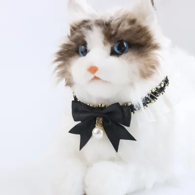 Ornaments Bow Pearl Retro Cat Collar Collar Dog Pet Collar