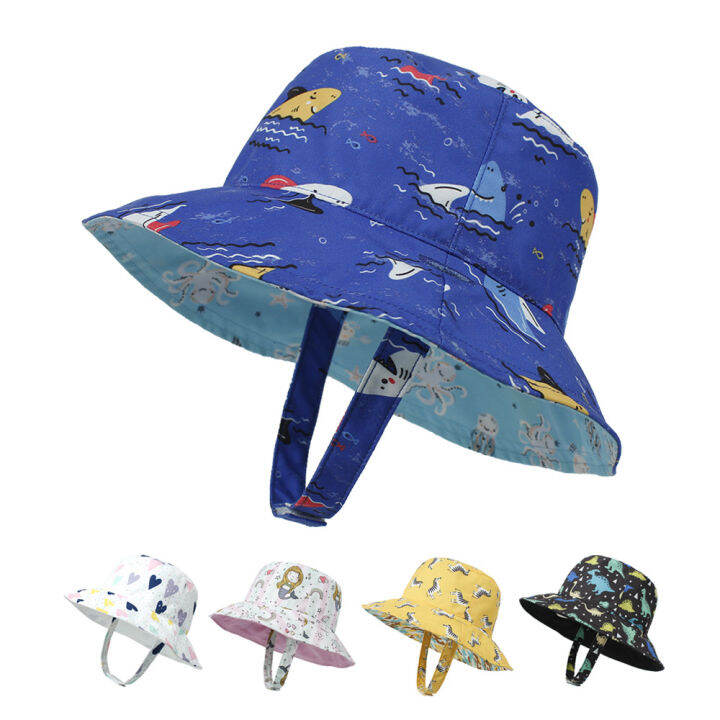 【Ready Stock】Cute Kids Caps Infant Beach Hat Baby Girl Hats Baby Boy Hats UPF 50+ Bucket Hat