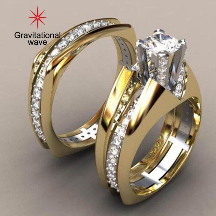 gravitational-wave-2pcs-แหวนผู้หญิง2สีชุบทองเงาเรขาคณิตประกายตกแต่งของขวัญ-cubic-zirconia-ฝังงานแต่งงานแหวนหมั้นเครื่องประดับสำหรับแฟน