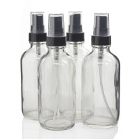 4 X 4 Oz Clear Glass Spray Bottles w Fine Mist Sprayer Empty Refillable for Essential oils Homemade Cleaners Aromatherapy 120ml