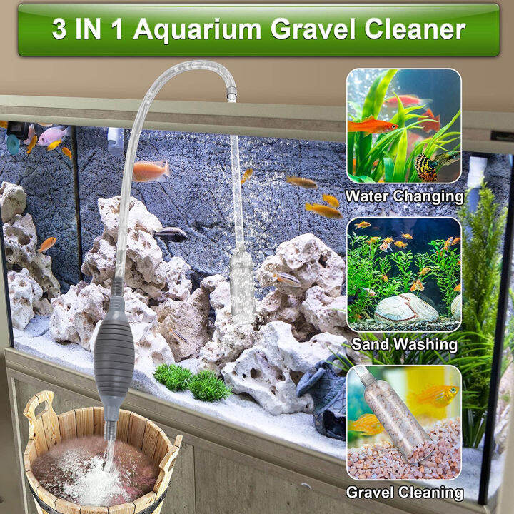 Aquarium Vacuum Cleaner Safe Removable Filter Basket Fish Tank Water