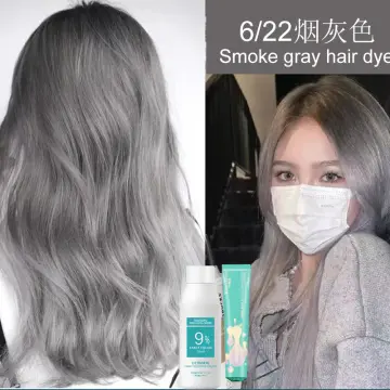 ASH GREY + PEROXIDE 100ML] Ready Stock Saloon Professional Hair Color Dye  Cream 100ML