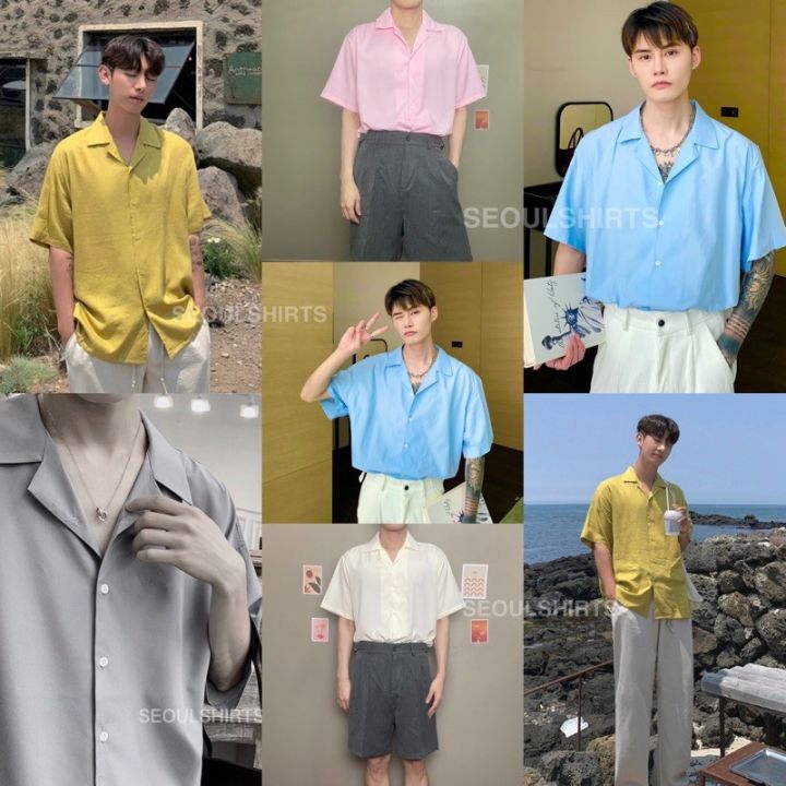 s1-ราคาส่ง-22-สี-เสื้อเชิ้ตเกาหลี-แขนสั้น-สีพื้น-มีไซซ์-m-l-xl-xxl-ชาย-หญิงใส่ได้-คุณภาพดี-ราคาถูก