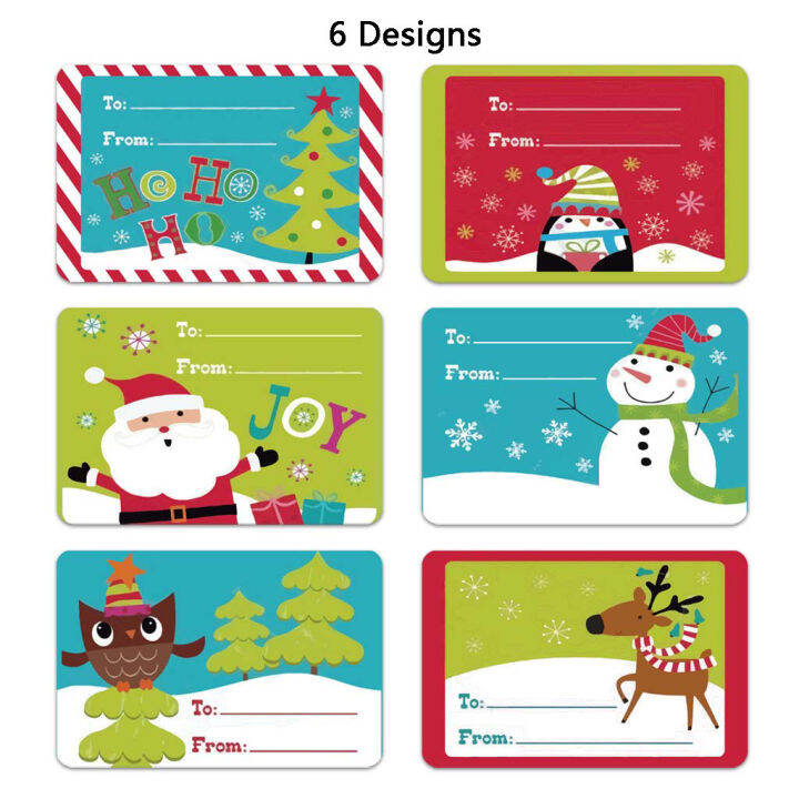 250pcs 6 Designs Adhesive Christmas Gift Name Tags XMAS Stickers Present Seal Labels Christmas