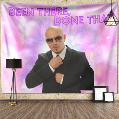 【cw】HD Wall Tapestry Aesthetic Mr. 305 Worlide Pitbull Pattern Large Fabric For Dorm College Bedroom Decor Sofa Blanket Car Mat