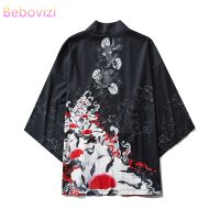 Japanese Fashion Kimono Men and Women Cardigan Shirt Blouse Yukata Haori Obi Asian Clothes Samurai Clothing Male