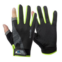 Men Women Fishing Gloves Ice Silk Sun Protection Half Finger Bicycle Motorcycle Gloves Breathable Light Weight Mittens