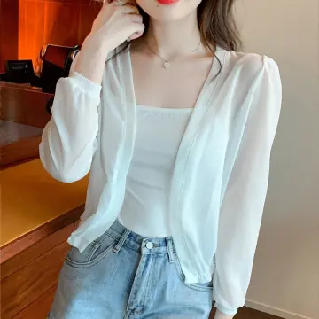 Buy White Long Cardigan Korean Style online Lazada .ph