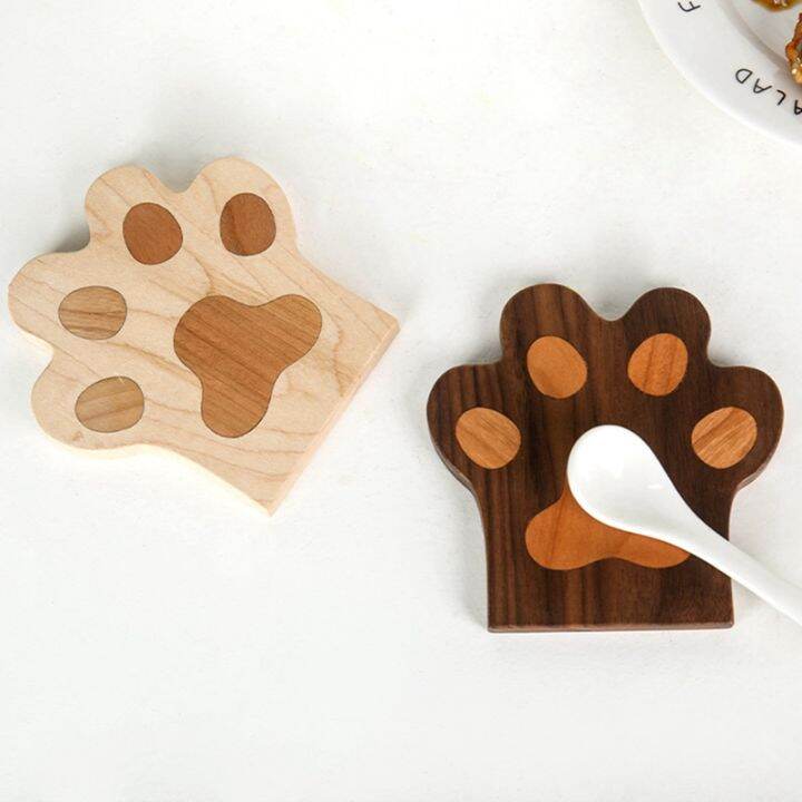 simple-water-coaster-household-coaster-bottom-drag-creative-walnut-tea-coaster-beech-cute-cat-claw