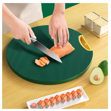 Double-sided PE Chopping Board Anti-mildew Non-slip Round Rotatable Green  Sticky Board Pad Stand-able Kitchen Cutting Board