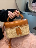 Uniqlo New Fashion version This years popular straw woven color-blocking small square bag womens 2023 new fashion niche high-end shoulder messenger bag