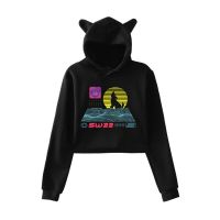 [ร้อน] SssniperWolf Synthwave โลโก้เสื้อสวมหัวเสื้อกันหนาวหมวก Merch เสื้อ H Oodies สำหรับสาวแมวหูพืชยอดนิยมเสื้อกันหนาวหมวกเยาวชน