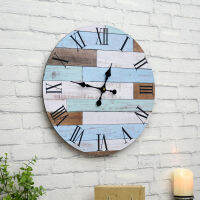 【NEW】【Penghantaran Privasi Tinggi】 Cross-Border European-Style Antique Color Block Wall Clock Wooden Clock Decoration Wall Clocks Home Decoration