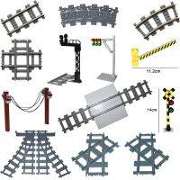 MOC City Train Tracks Flexible Straight Curved Soft Rail Switch DIY Building Block Models Railways Technical Train Parts Bricks