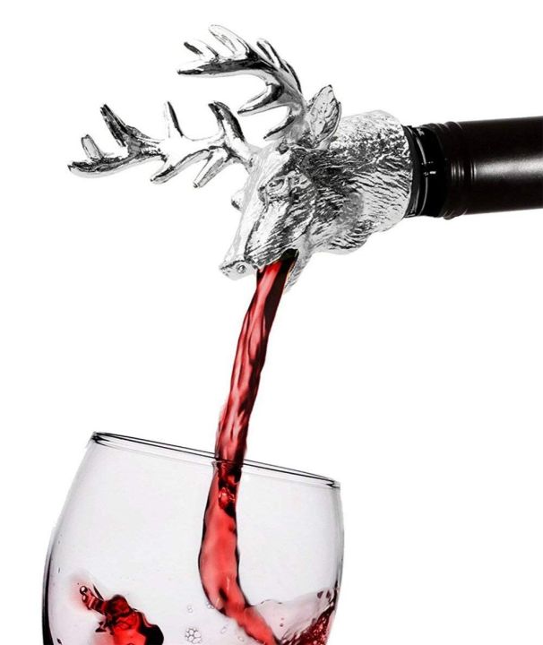 2023-new-liuaihong-หัวเทไวน์และเครื่องเติมอากาศไวน์รินขวดสเตนเลสหัวกวางเพศชายเทไวน์หัวกวาง