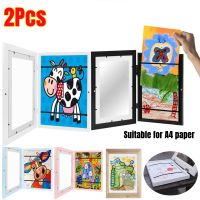 2Pc Children Art Frames Magnetic Front Opening for Change Kids Art Project Poster Photo Storage Frame Kids Gifts Decoration Home