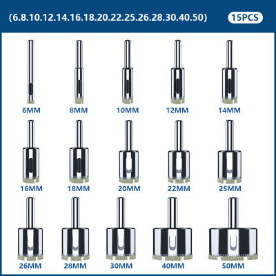 CMCP 10151828pcs Diamond Coated Drill Bit Set Tile Marble Glass Ceramic Hole Saw Drilling Bits For Power Tools 3mm-60mm