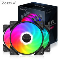 ZEZZIO 3in1แฟนๆ6สี Dazzle สีคอมพิวเตอร์ PC พัดลม120มม. CPU Cooler พัดลม LED 3PIN และ Molex พอร์ต